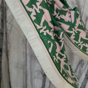 Green and Pink Slip-On Sneakers